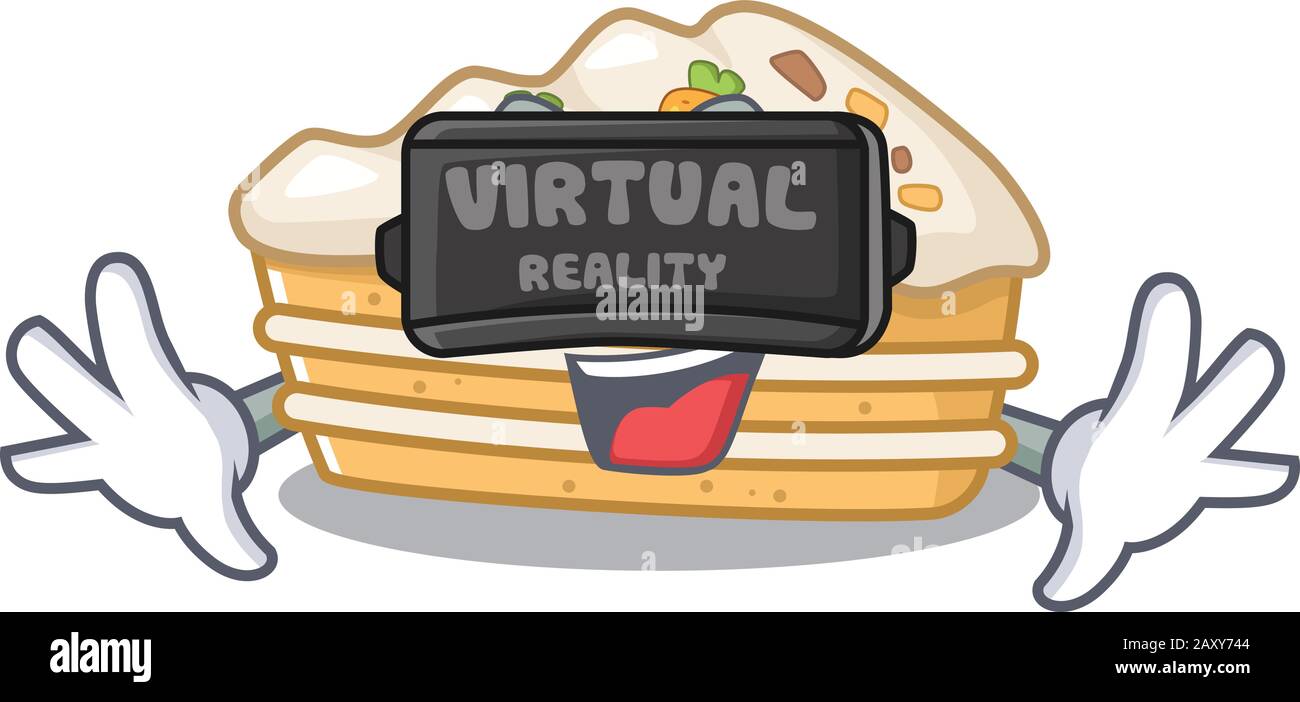 A Picture of carrot cake character wearing Virtual reality headset Stock Vector