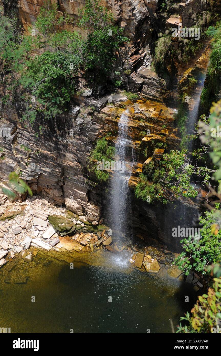 Canyons Waterfall located near the city of Capitólio, in the state of Minas Gerais. Stock Photo