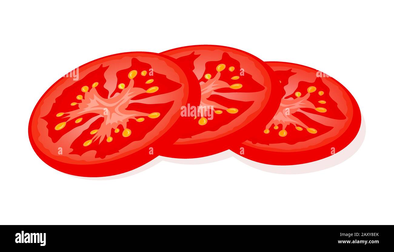 Fresh red tomato sliced slices isolated on white background. Juicy ripe  tomato. Vector Illustration Stock Vector Image & Art - Alamy