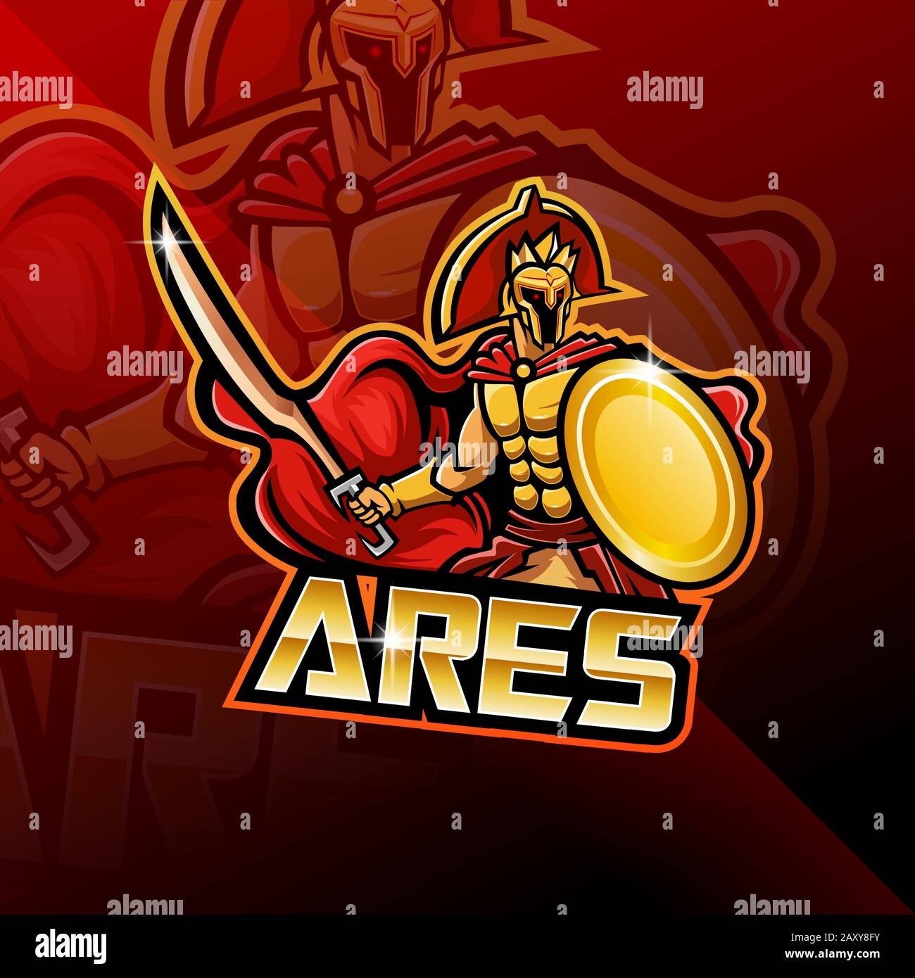 Ares esport mascot logo design Stock Vector