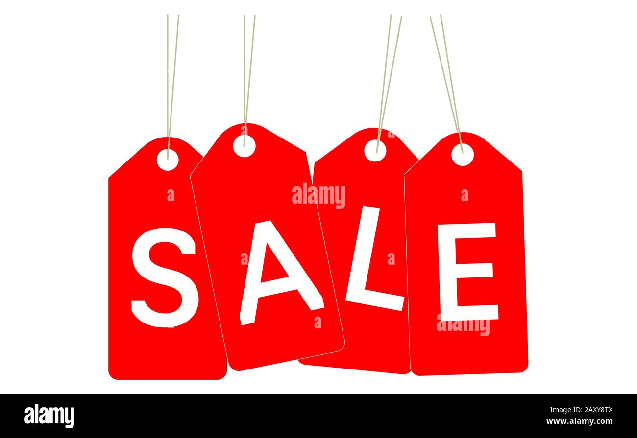 Red sale tags Stock Photo - Alamy