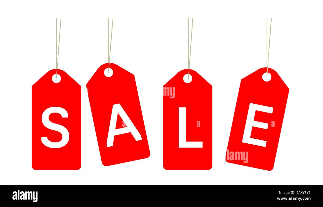 Red sale tags Stock Photo - Alamy