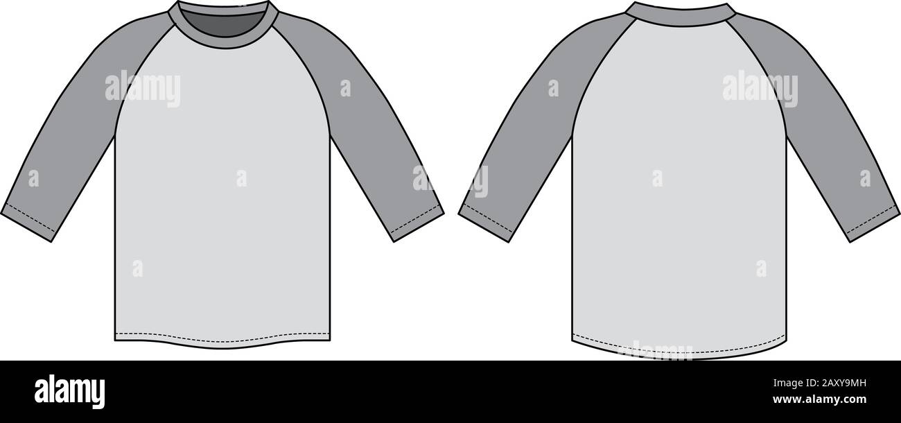 Raglan short sleeve t-shirt template illustration Stock Vector