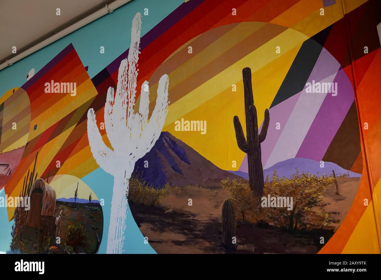 A Colorful mural depicting scenes of Arizona Stock Photo Alamy