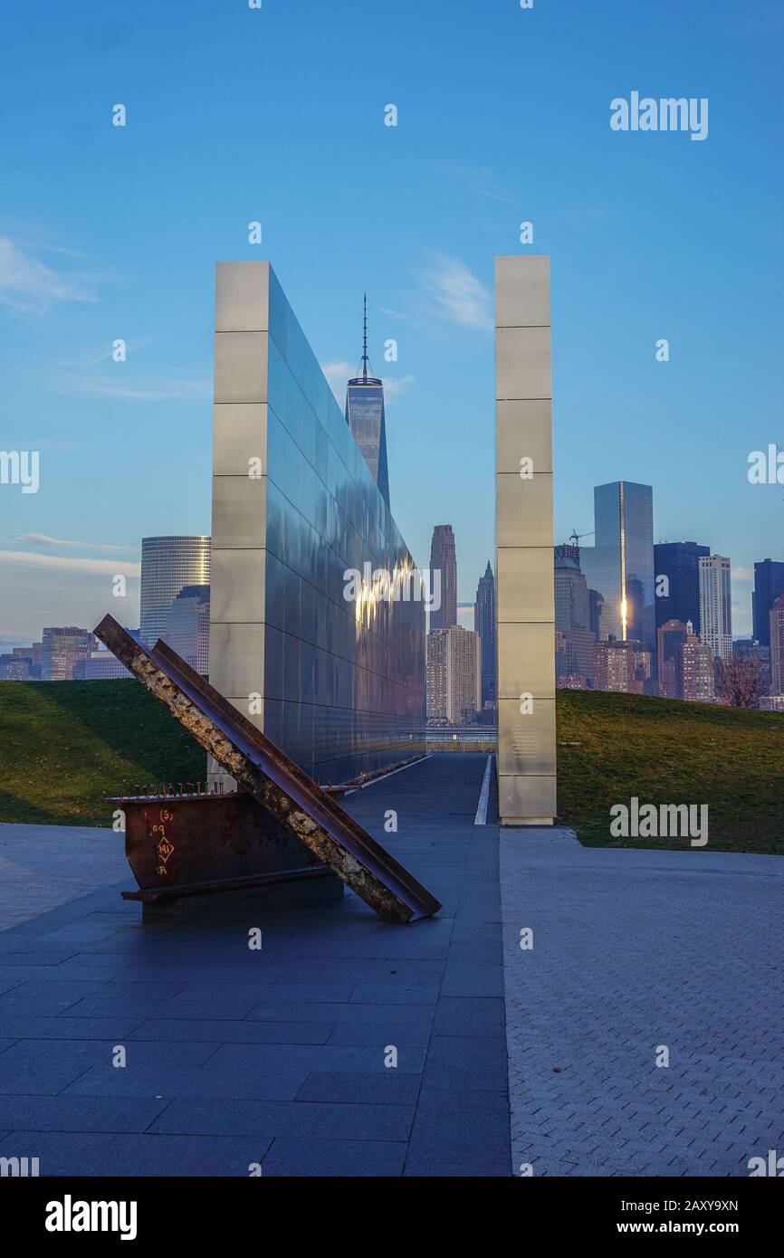 Jersey City, New Jersey Freedom Tower seen behind “Empty Sky,” the