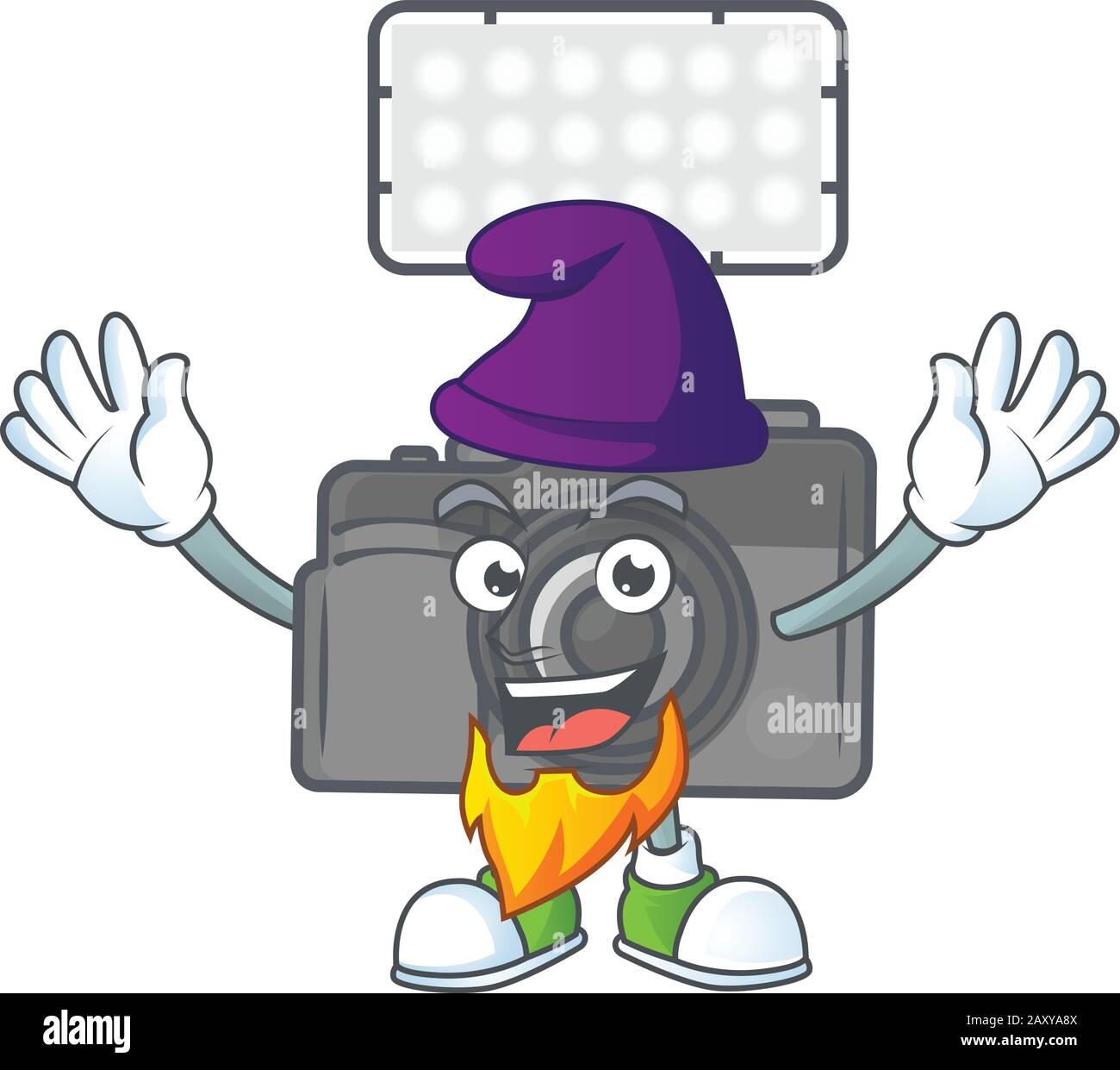 Cute photo camera with lighting mascot icon performed as an Elf on the ...