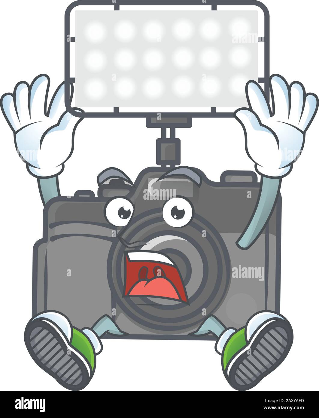 A picture of photo camera with lighting cartoon design with