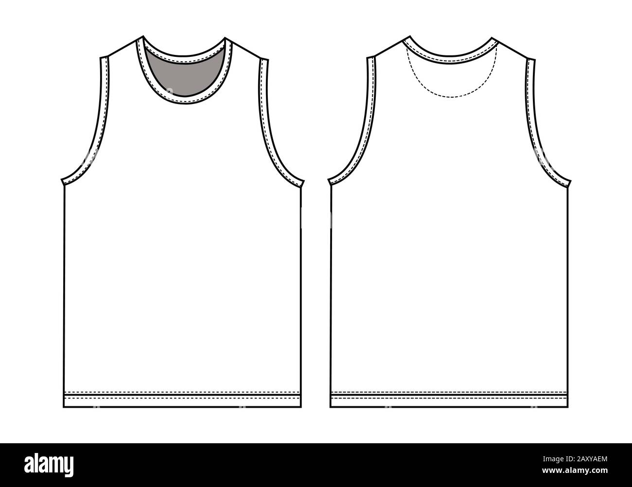 Vector illustration of a tank top. Basketball jersey template design. Tank  top technical drawing. Stock Vector