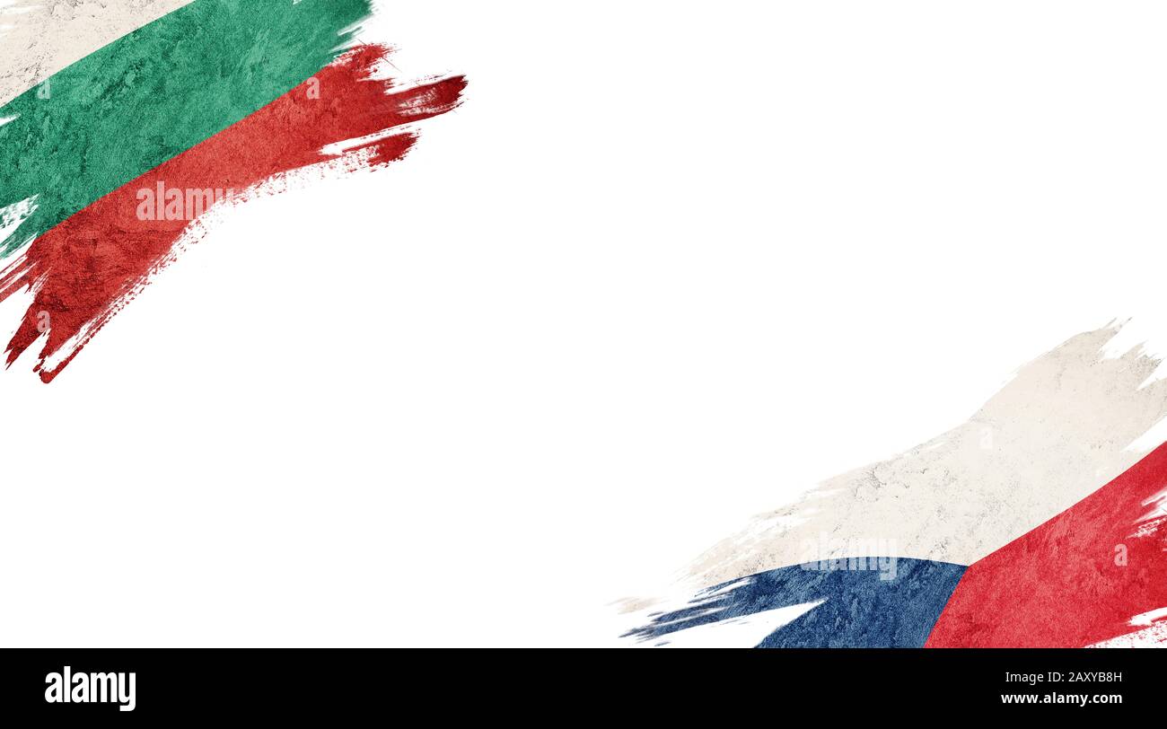 Flags of Bulgaria and Czech Republic on white background Stock Photo