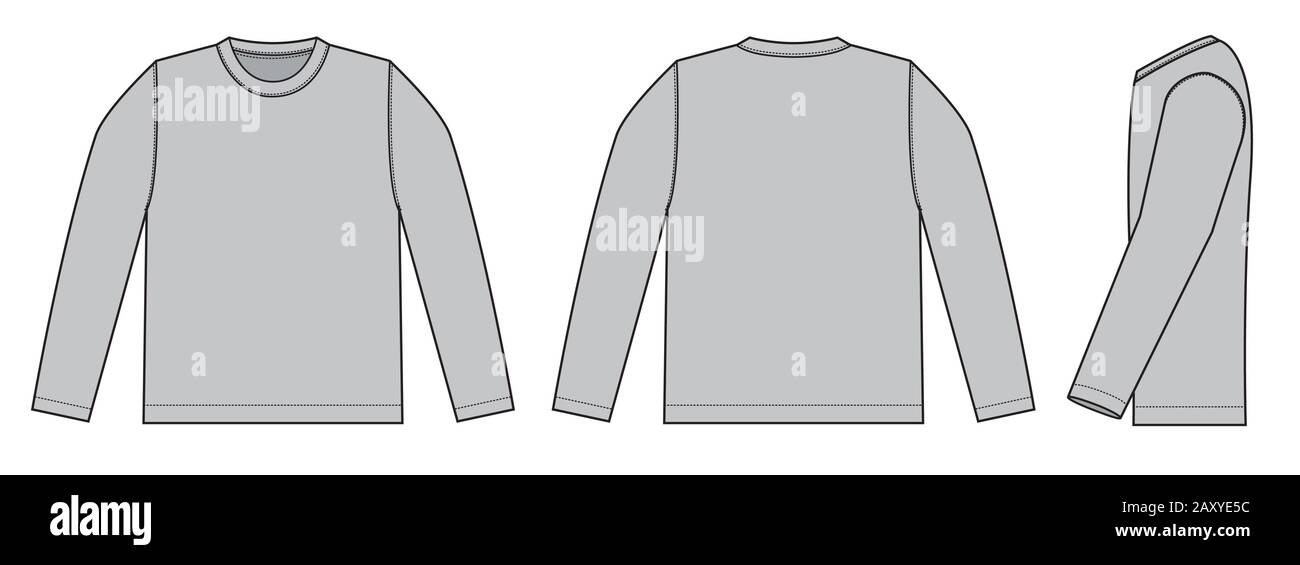 Download Longsleeve T Shirt Vector Template Illustration With Side View Stock Vector Image Art Alamy