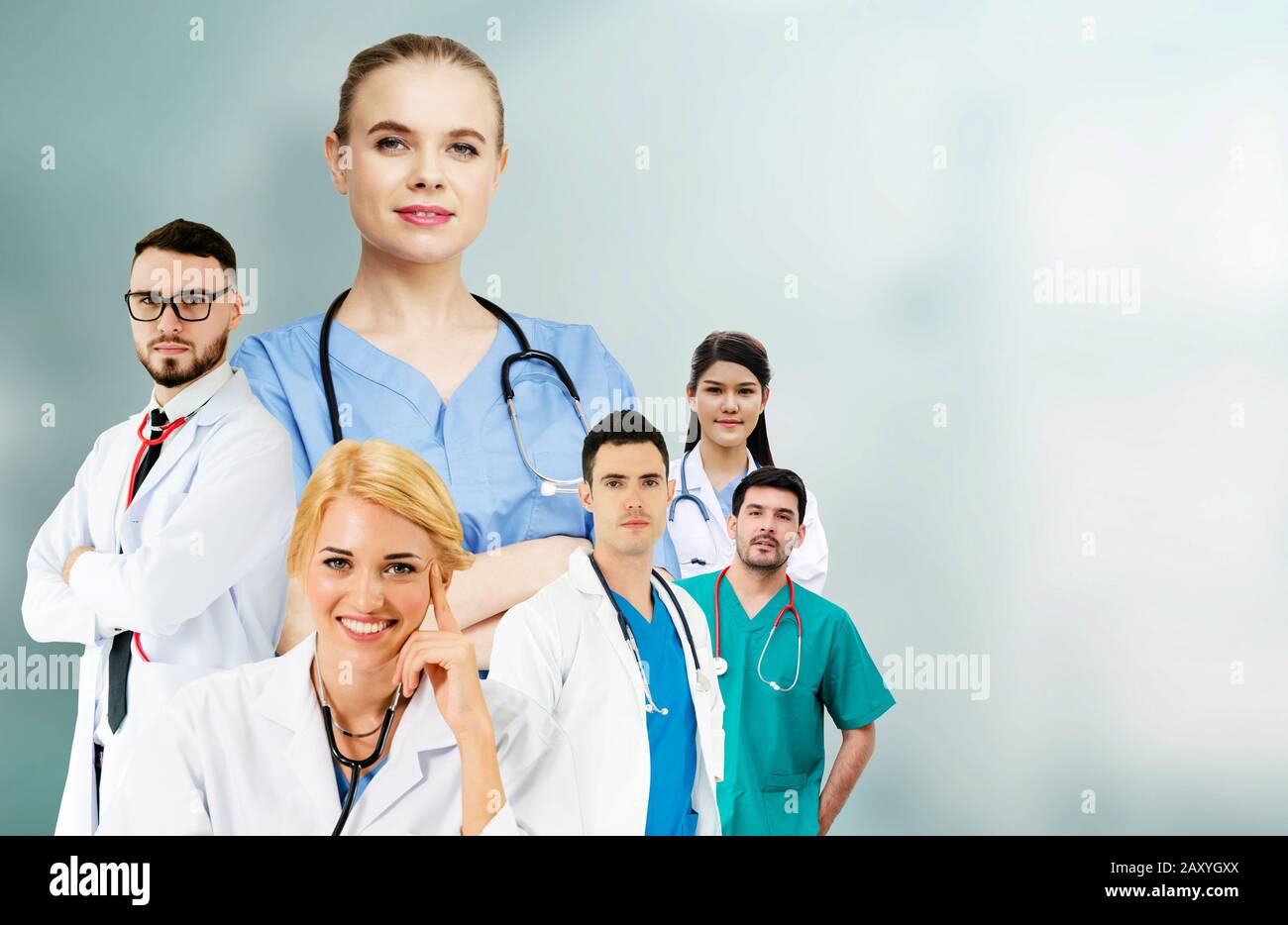 Healthcare people group portrait in creative layout. Professional