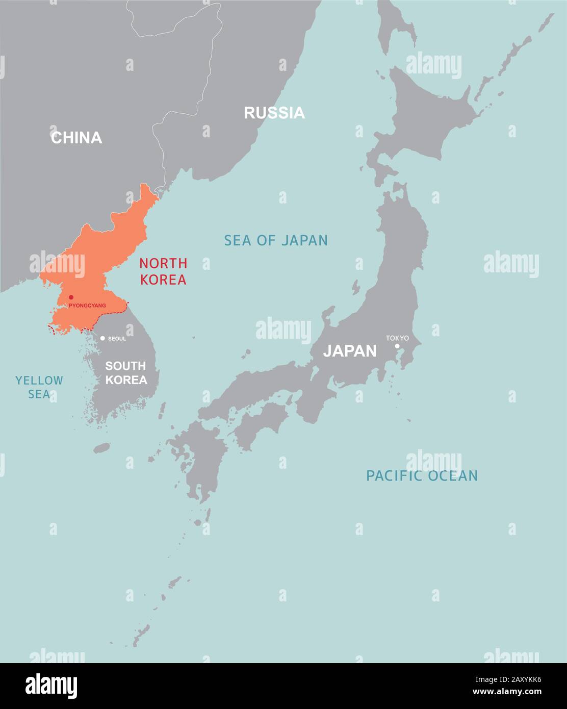 North korea and far east map vector illustration Stock Vector
