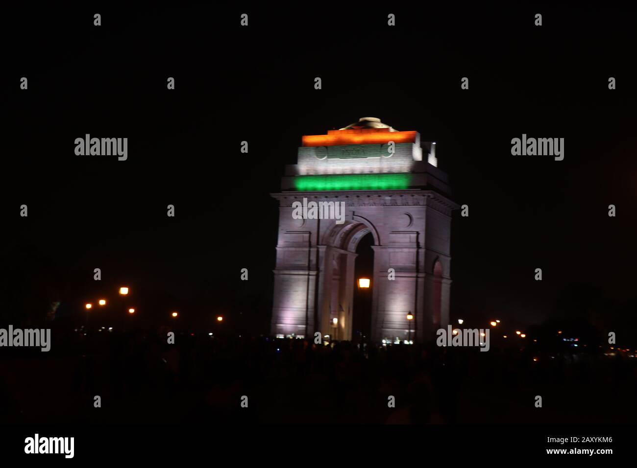 India Gate New Delhi India dark night view Stock Photo
