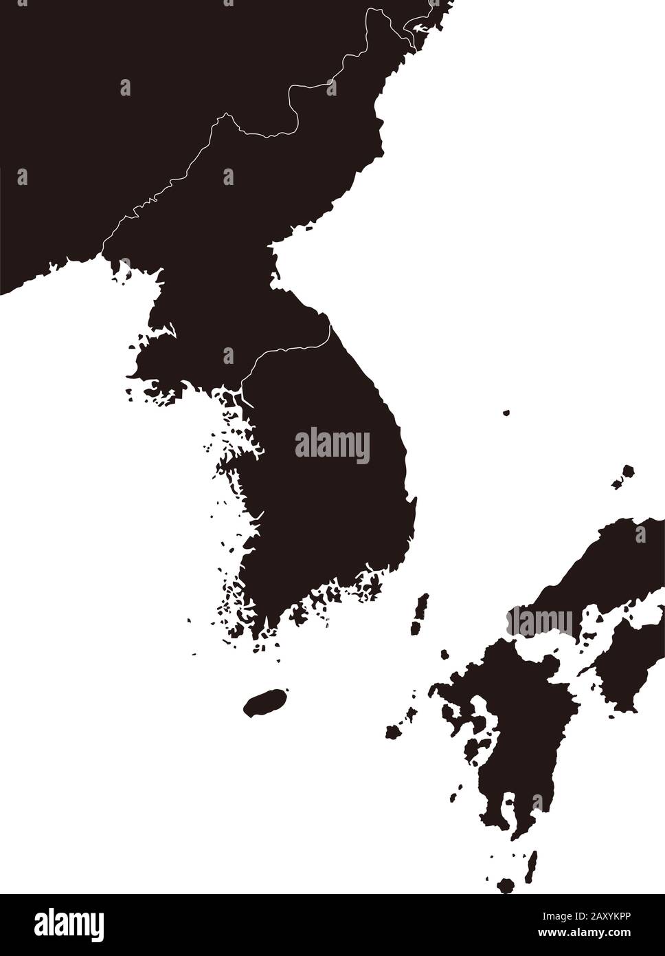 North korea, South korea, Japan and far east map Stock Vector