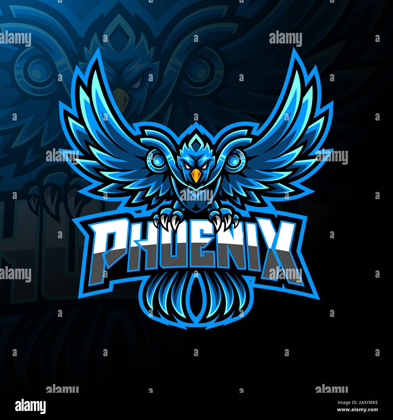 Blue phoenix esport mascot logo design Stock Vector Image & Art ...