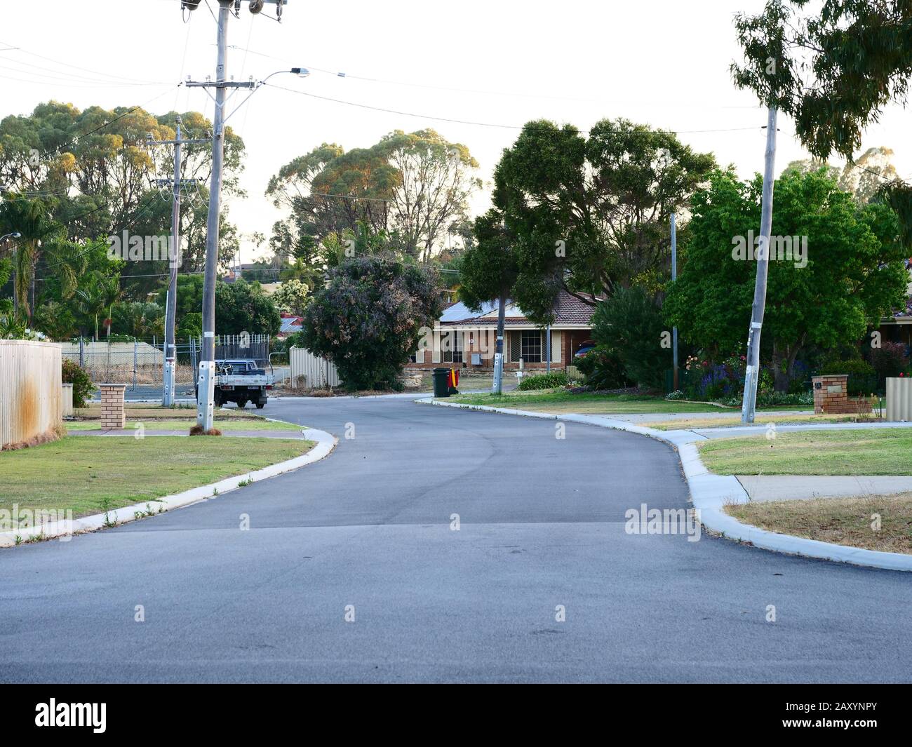 Urban street and landscape seen in Beldon, a suburb of Perth, Western Australia. Stock Photo