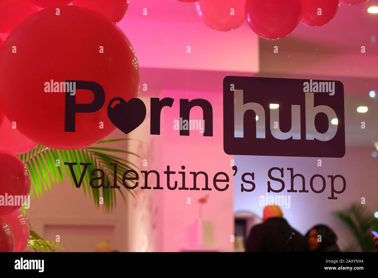 [historical storefront] Pornhub Valentine's Shop, 91 Allen St, NYC storefront photo of an adult entertainment pop-up in the Lower East Side February 2 Stock Photo