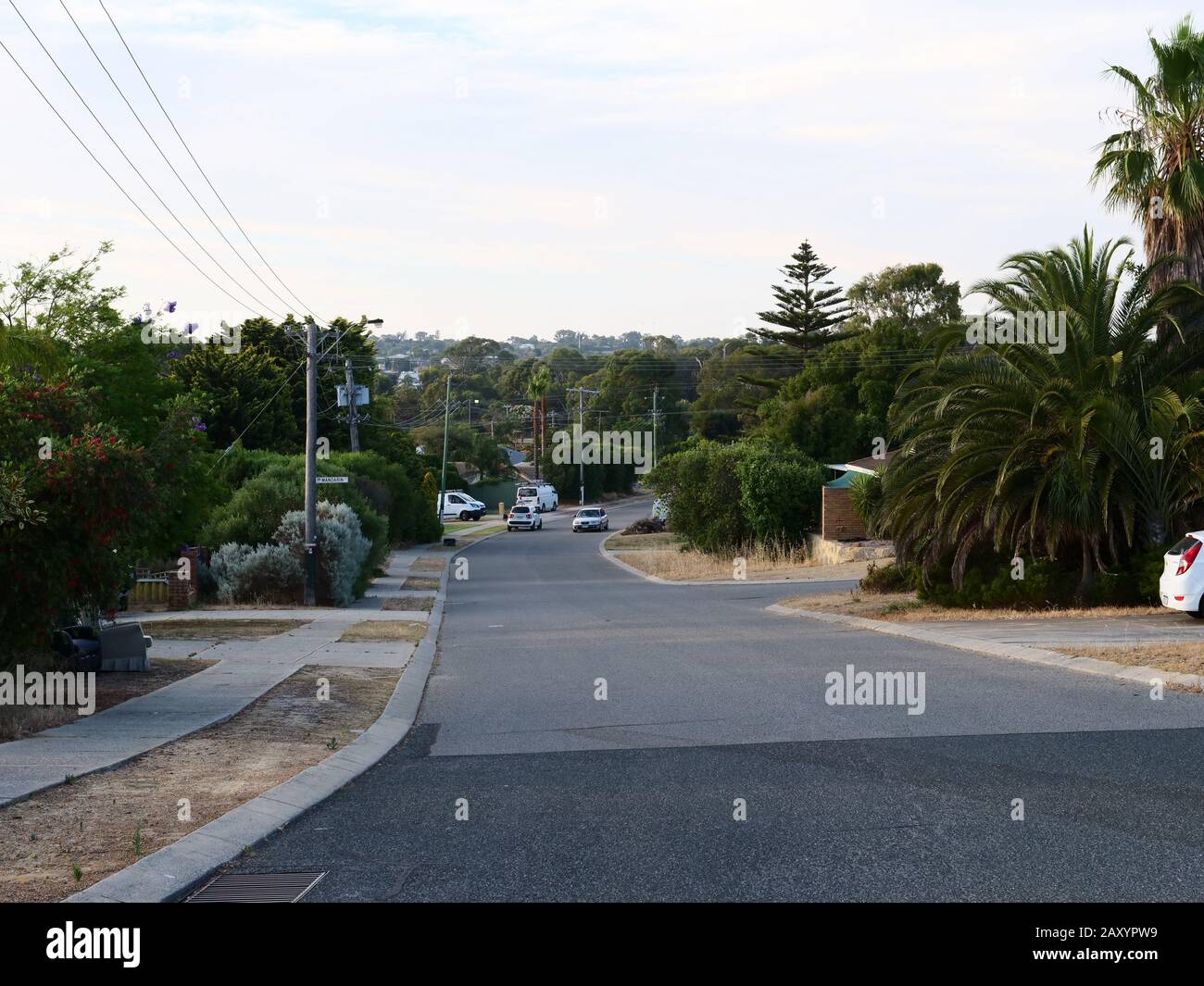 Street seen in Beldon, suburb of Perth, Western Australia. Stock Photo
