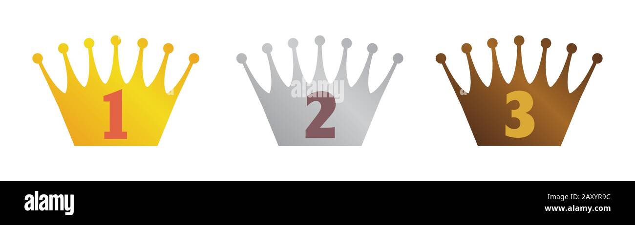 Crown icon set ( for ranking) .three colors (gold/silver/bronze Stock ...