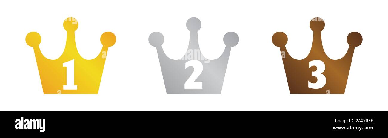 Crown icon set ( for ranking) .three colors (gold/silver/bronze Stock ...