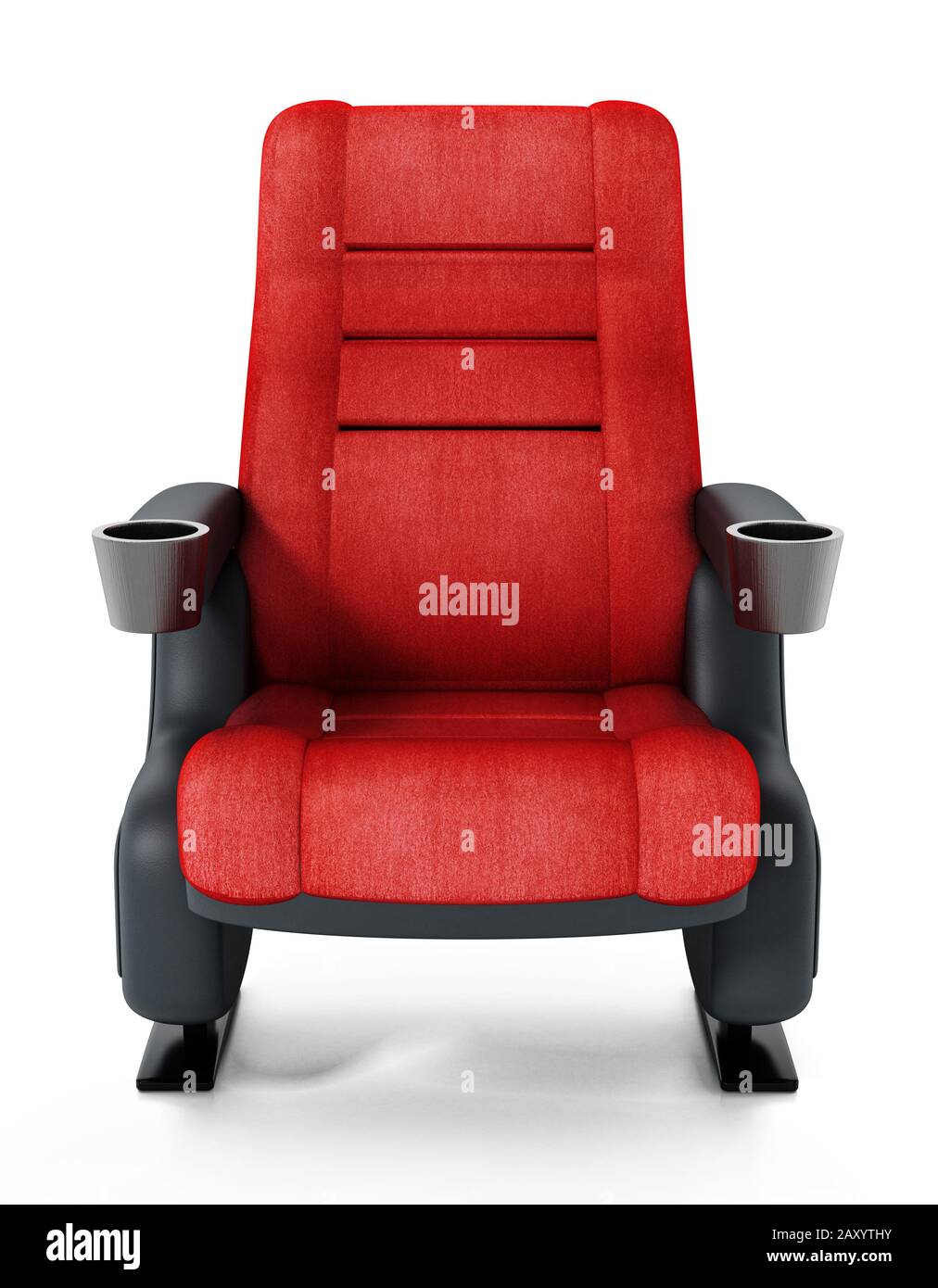 Red cinema chair isolated on white background. 3D illustration. Stock Photo