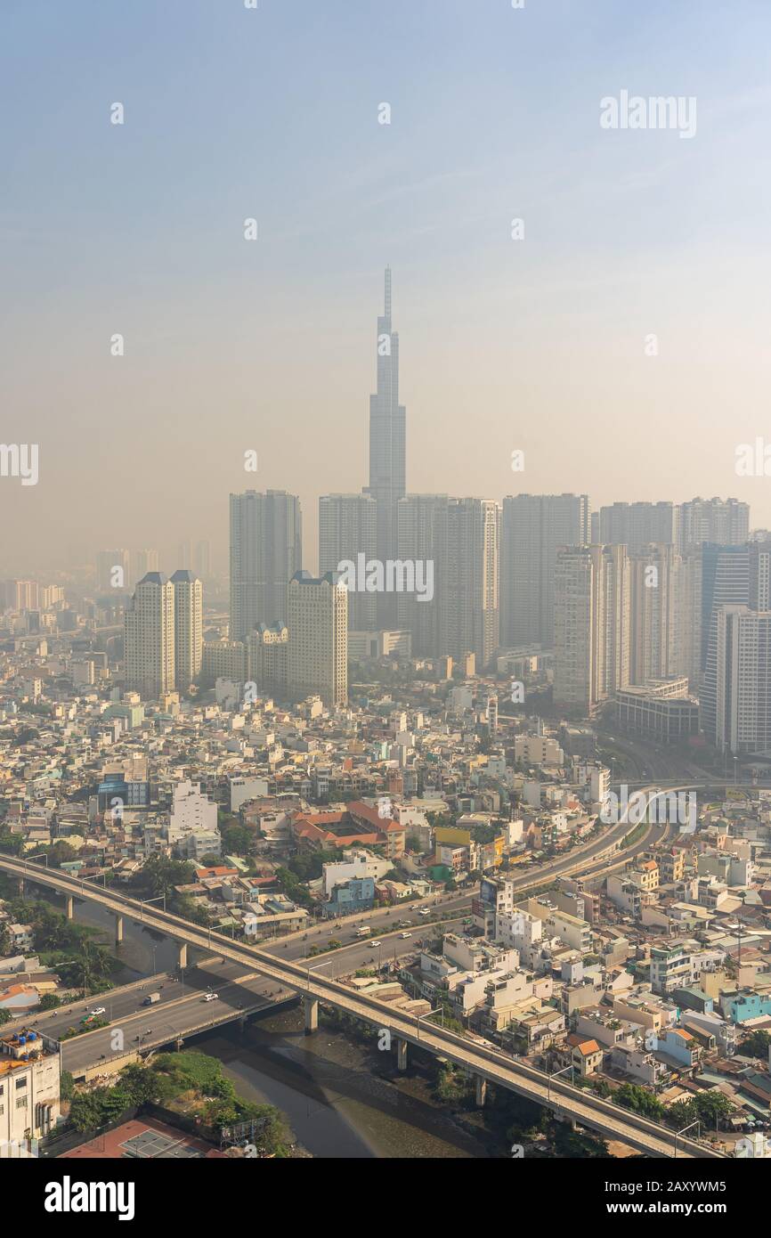 Air pollution with cityscape background covered by hazy smog Stock ...