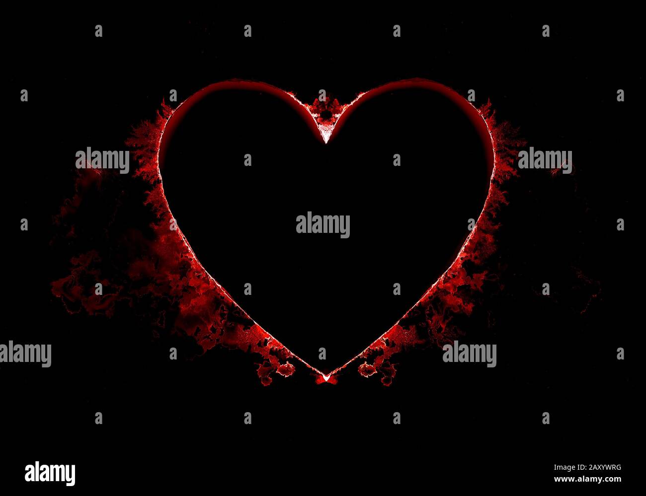 Watercolour splashes heart on black paper background Stock Photo - Alamy