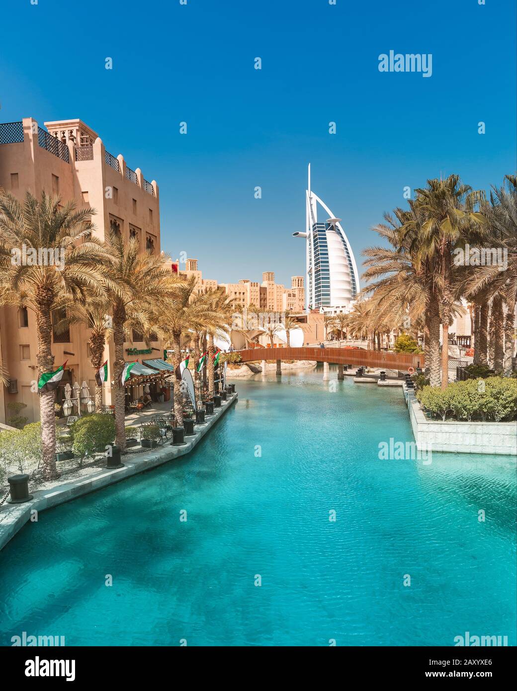 View of burj al arab hotel and madinat jumeirah hires stock