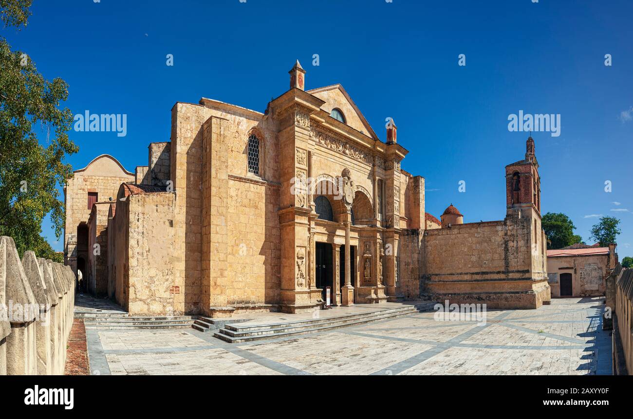 Basilica Cathedral of Santa María la Menor, Santo Domingo, Dominican Republic. Stock Photo