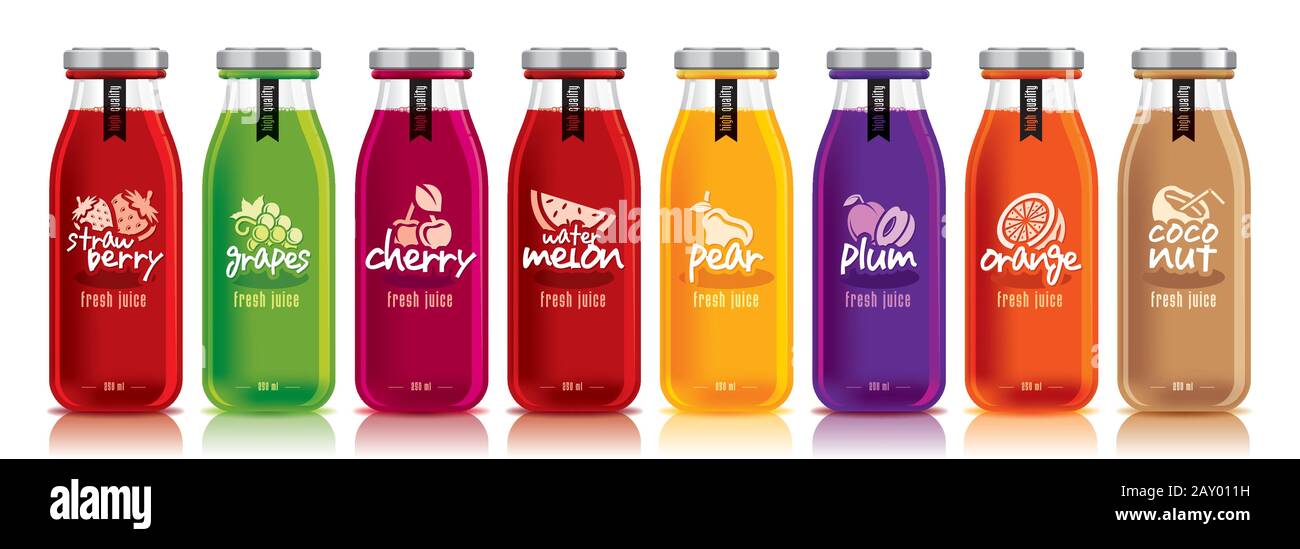 Ready design vector juice, fruit glass bottle set Stock Vector Image ...