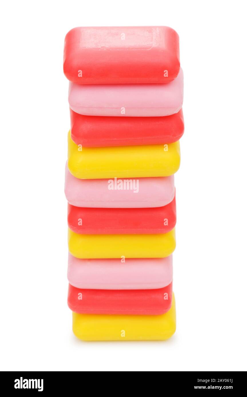 Stack of soap isolated on the white Stock Photo - Alamy