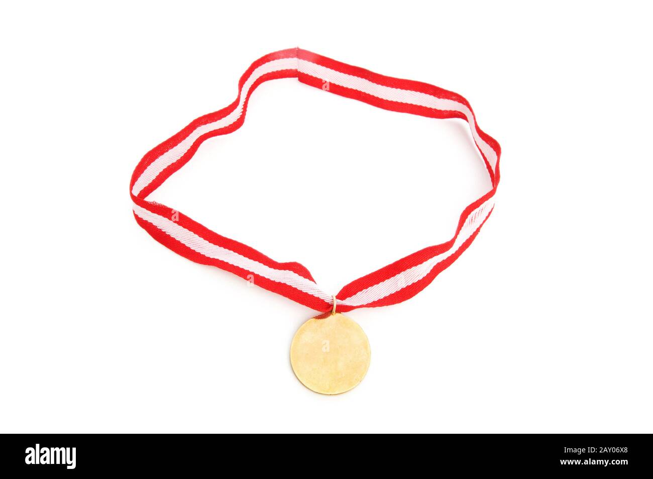 Golden medal isolated on the white background Stock Photo - Alamy