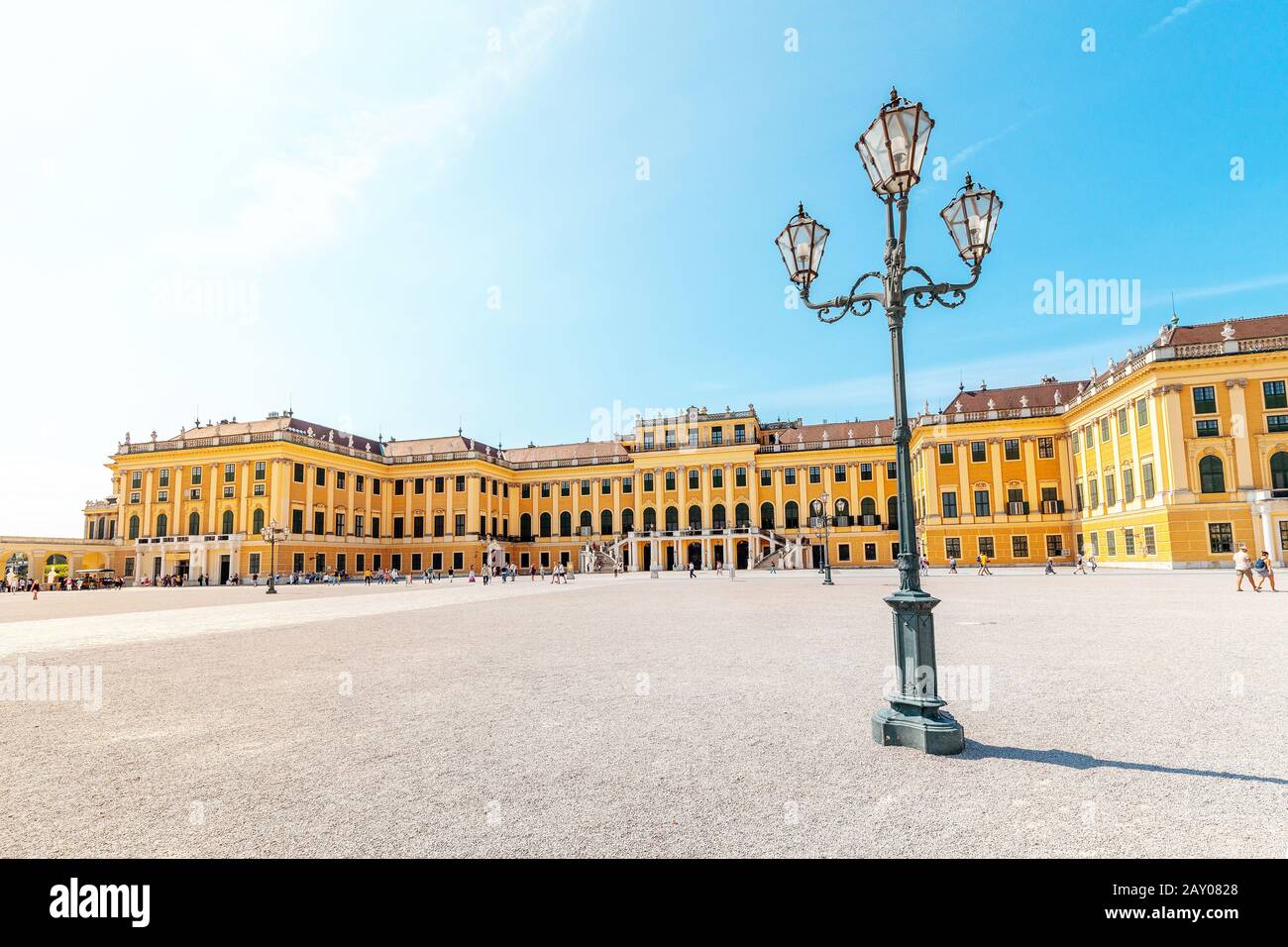 19 July 2019, Vienna, Austria: Panoramic view of a Famous Schonbrunn Palace in Vienna. Travel in Europe and Austria concept Stock Photo