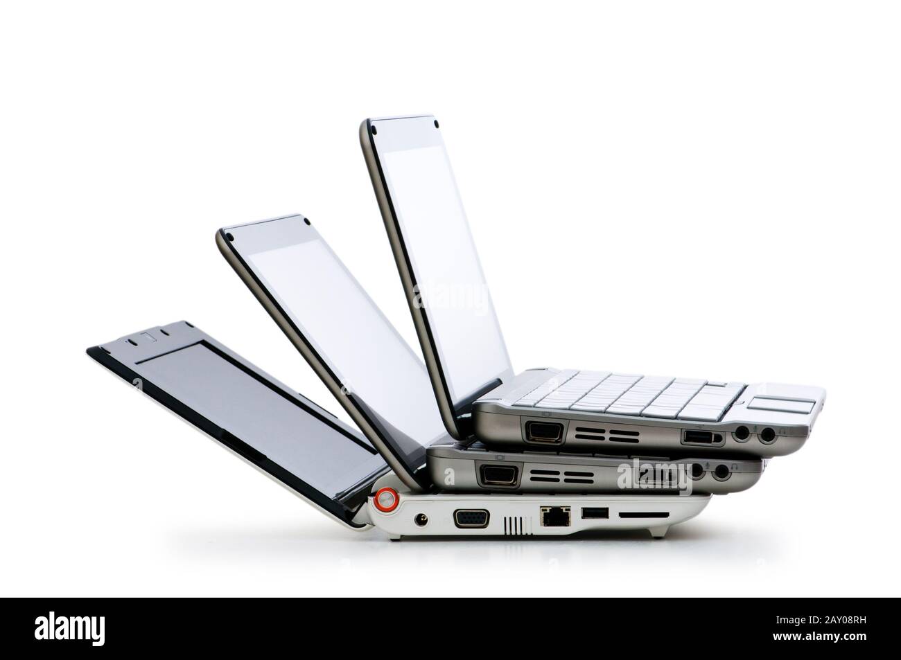 Stylish netbooks isolated on the white background Stock Photo