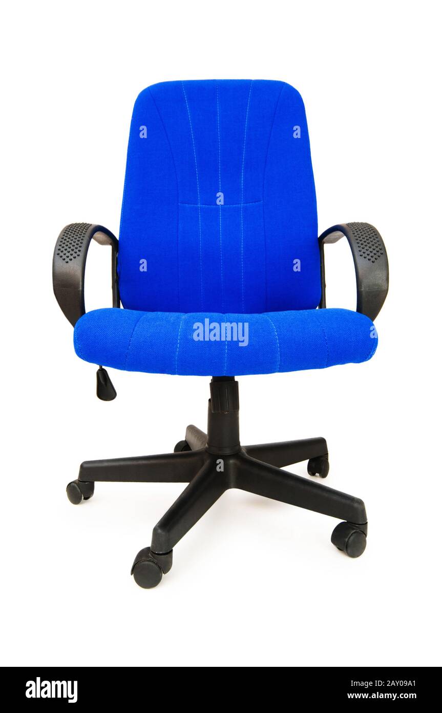 Blue office chair isolated on the white Stock Photo Alamy