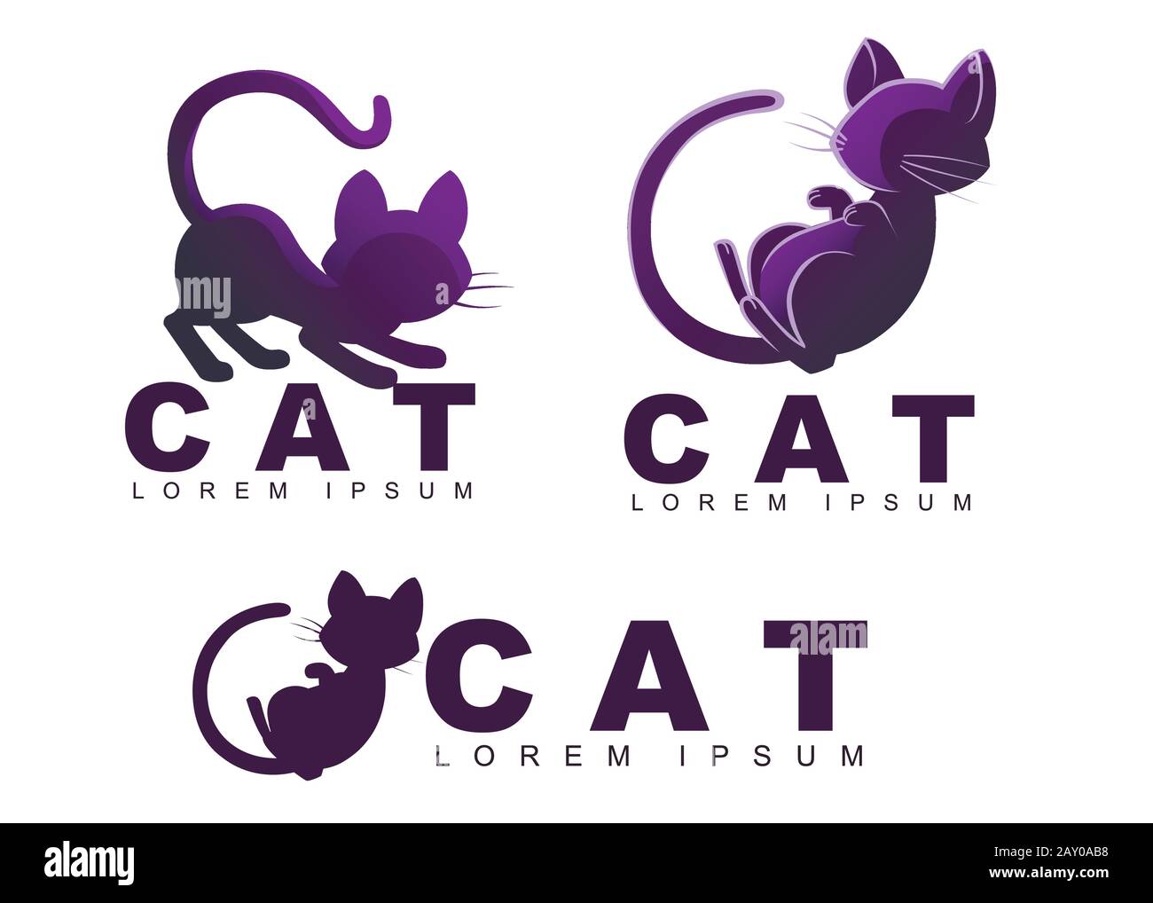 Black cat silhouette logo set with title flat vector illustration isolated  on white background creative logo design for website Stock Vector Image &  Art - Alamy