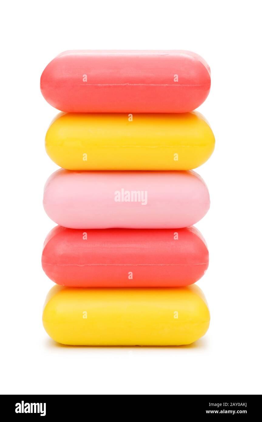 Stack of soap isolated on the white Stock Photo - Alamy