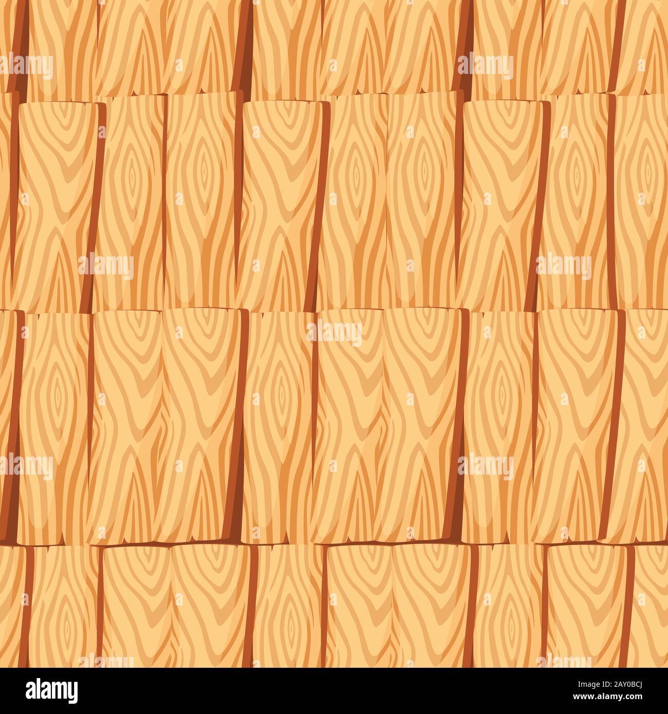 Seamless pattern of wooden planks board flat vector illustration. Stock Vector