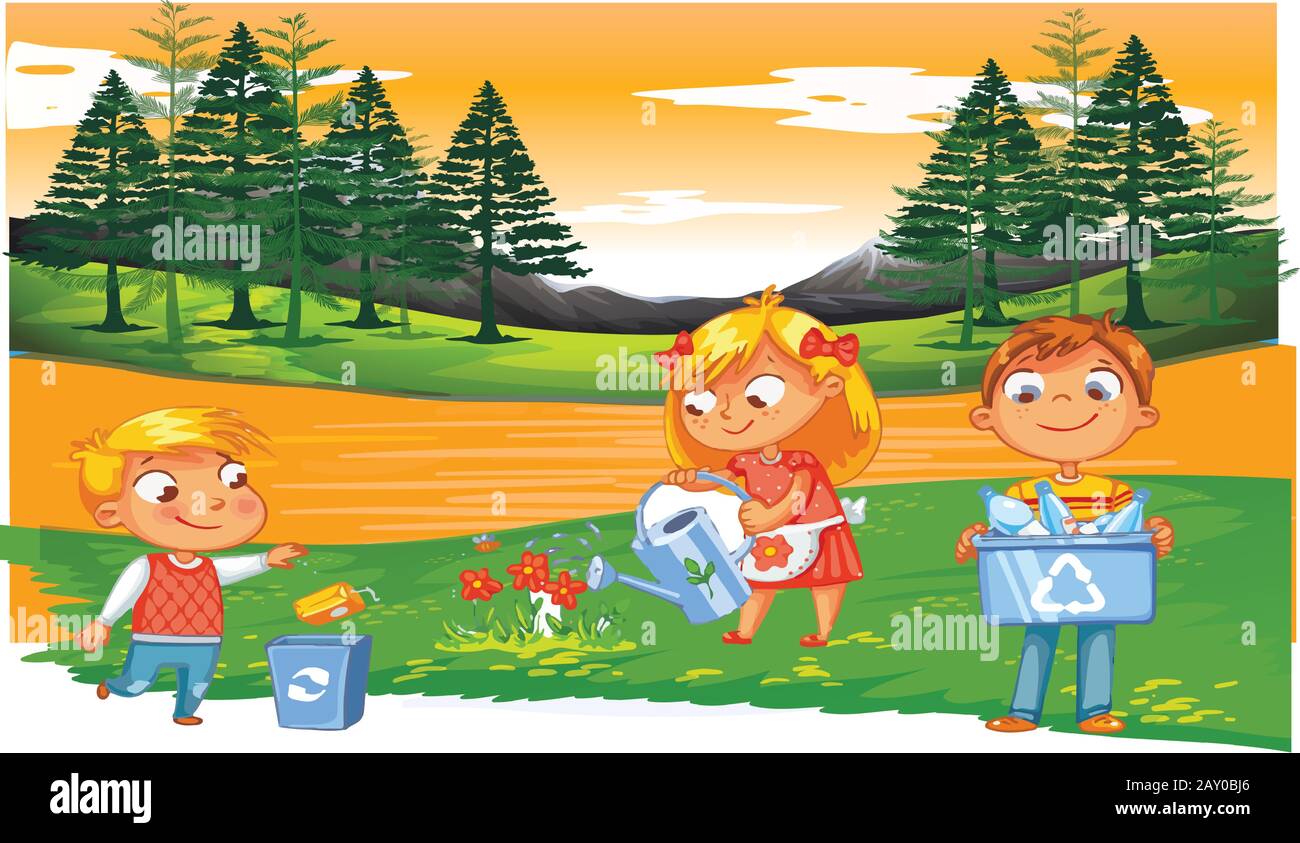pix Evening Picture For Kids https www alamy com kids are planting tree garden in evening image343601838 html