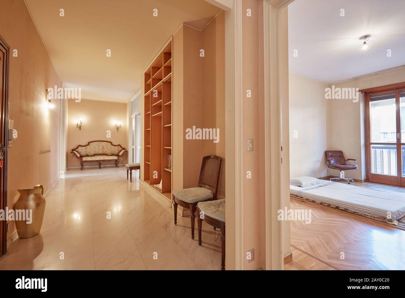 Corridor and bedroom view in apartment interior Stock Photo