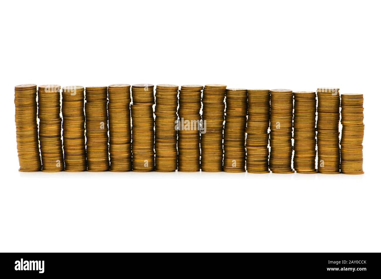 Stack of coins isolated on the white Stock Photo - Alamy