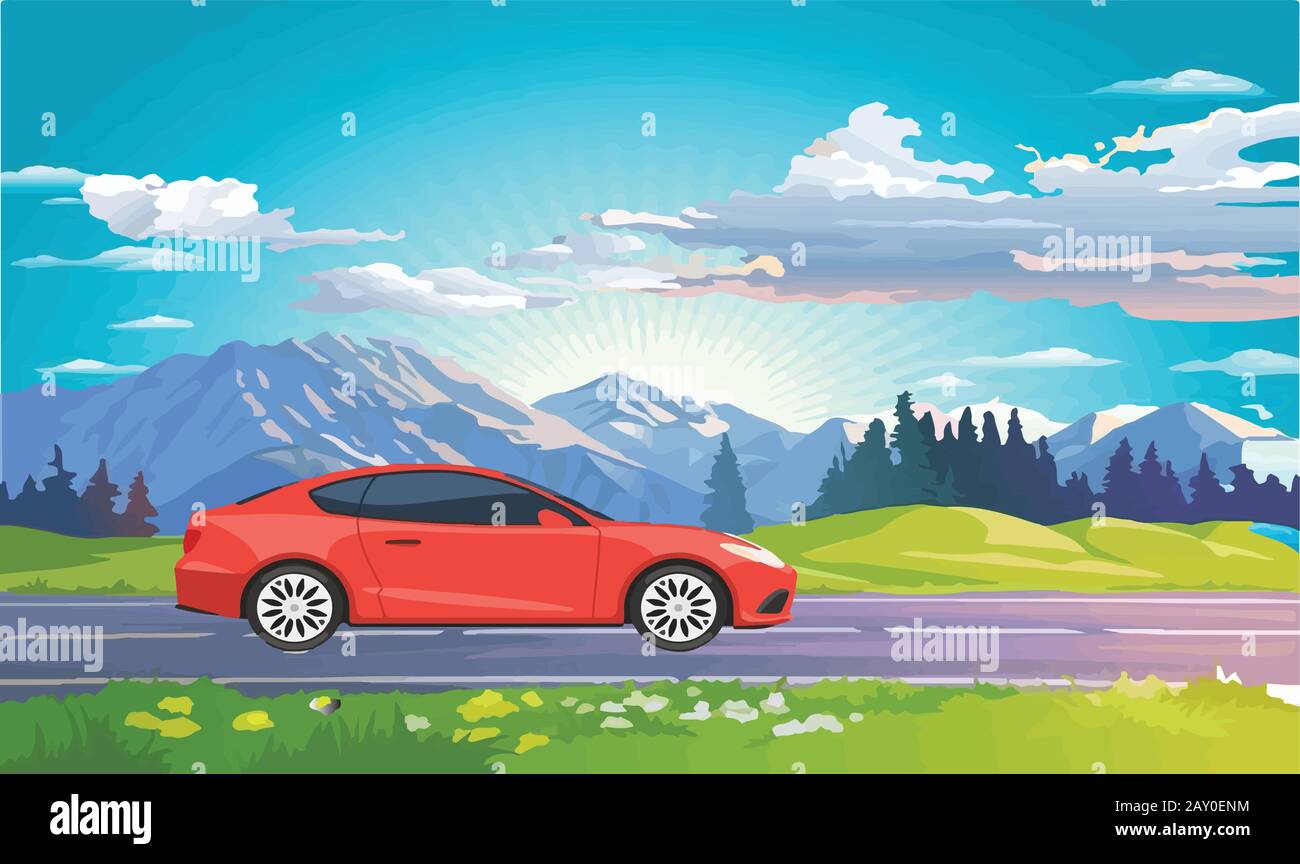 Dark car forest Stock Vector Images Alamy