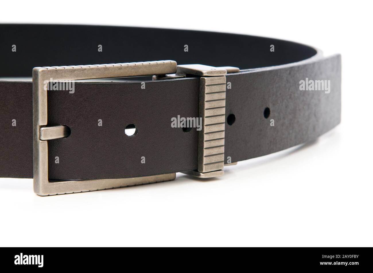 Leather belt isolated on the white background Stock Photo - Alamy