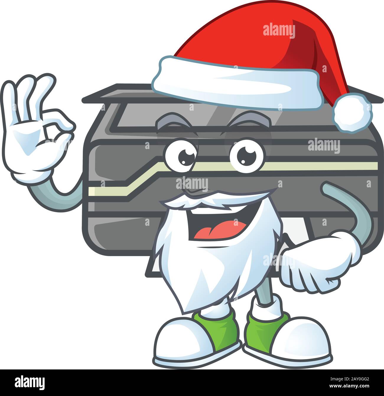 Santa Using Printer A lovely Santa printer mascot picture style with ok finger Stock Vector ...