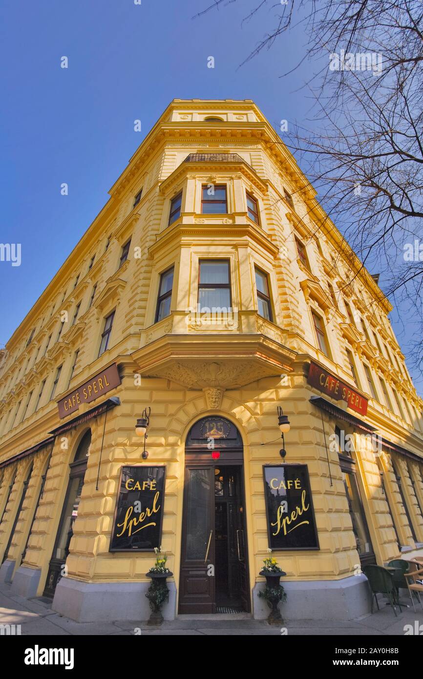 Old Viennese coffee house Sperl in the Gumpendorferstraße 6 district, Vienna, Austria, Europe - oldvienna cafe Sperl in Vienna, Stock Photo