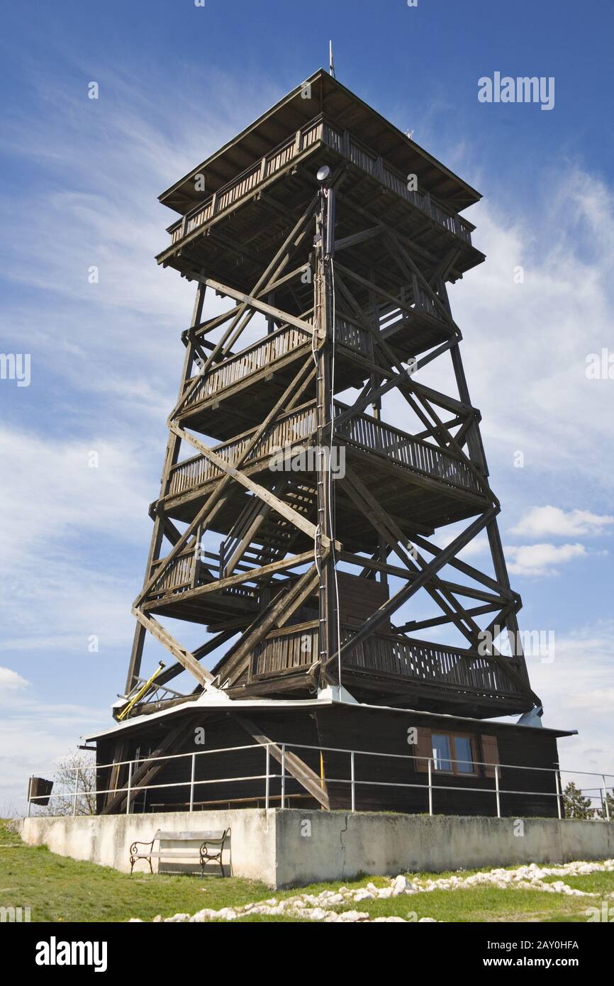 Observation tower in Oberleis, Ernstbrunn, Lower Austria, Austria - observation tower in Oberleis, Ernstbrunn, Weinviertel Regio Stock Photo