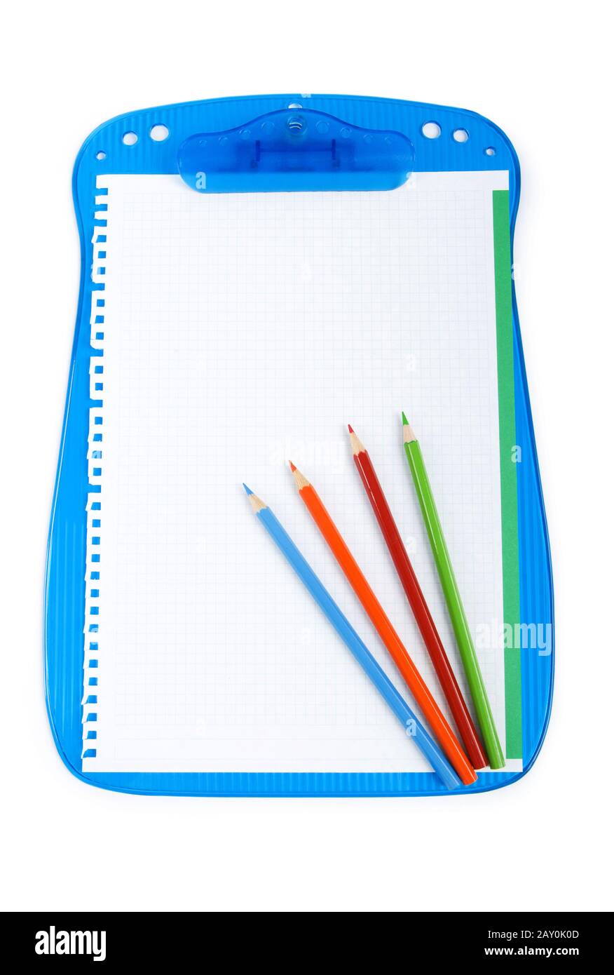 Binder and pencils isolated on the white background Stock Photo