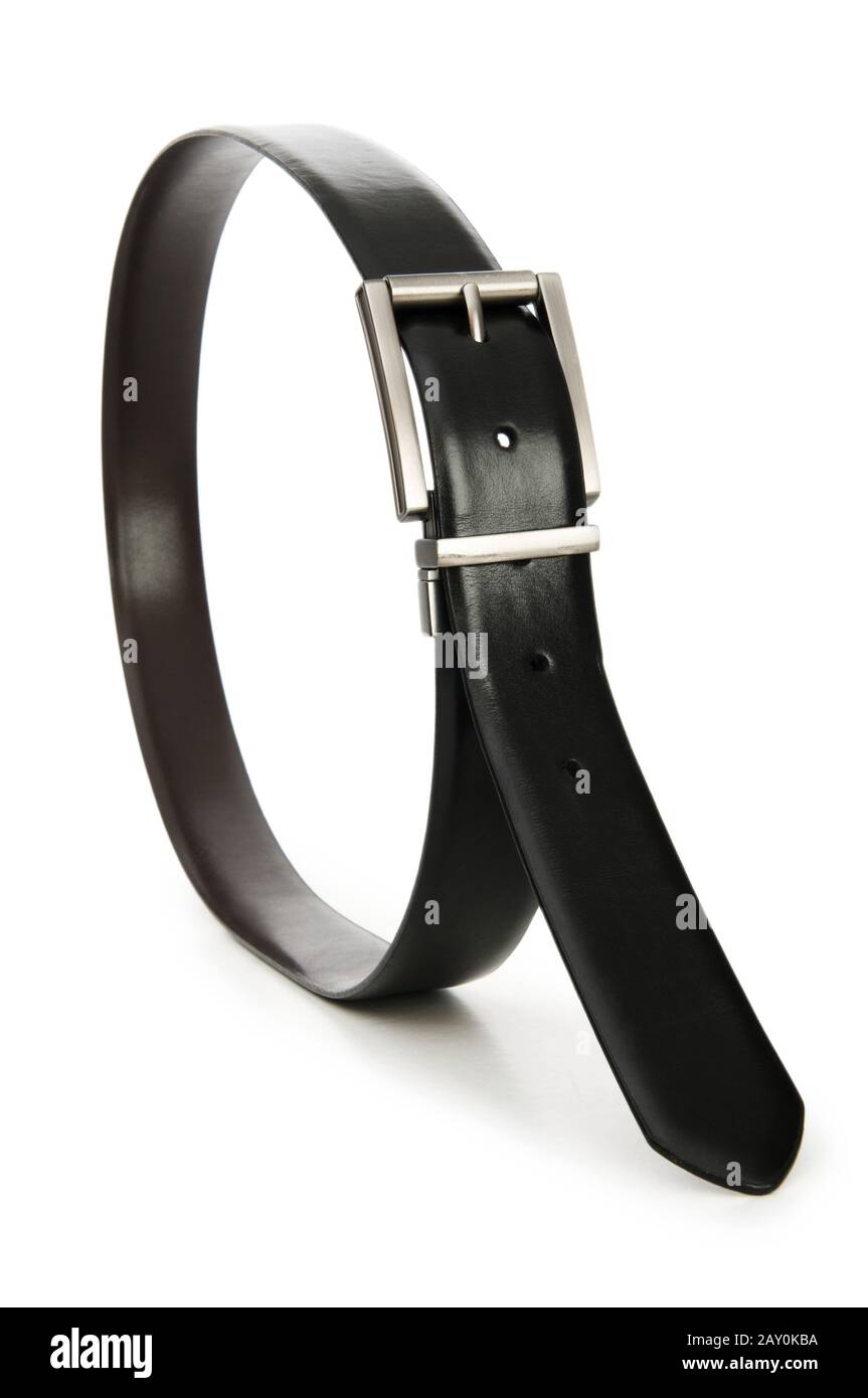 Leather belt isolated on the white background Stock Photo - Alamy