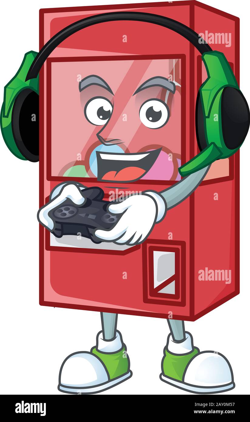 Toy claw machine cartoon picture play a game with headphone and