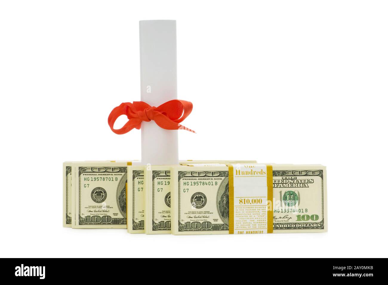 Concept of expensive education dollars and diploma Stock Photo Alamy